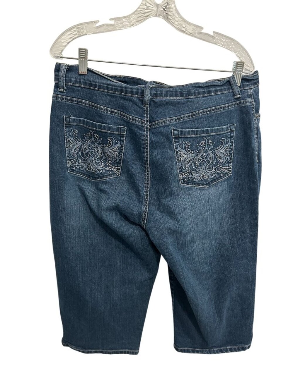 Gloria Vanderbilt 16 Denim Bermuda Shorts Embellished Pockets Boho Soft Girl - Picture 2 of 11